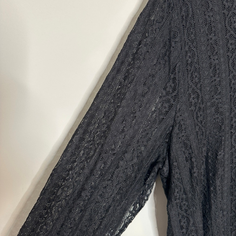 Chicos Black Lace Long Sleeve Top Women Size XXL Sheer Overlay - Picture 8 of 11